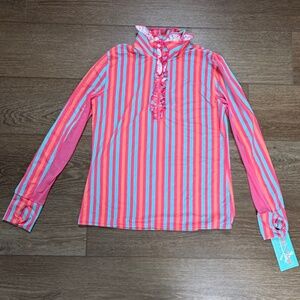 Haley & The Hound Women's Striped Long Sleeve Rashguard Athletic Shirt Sz Small